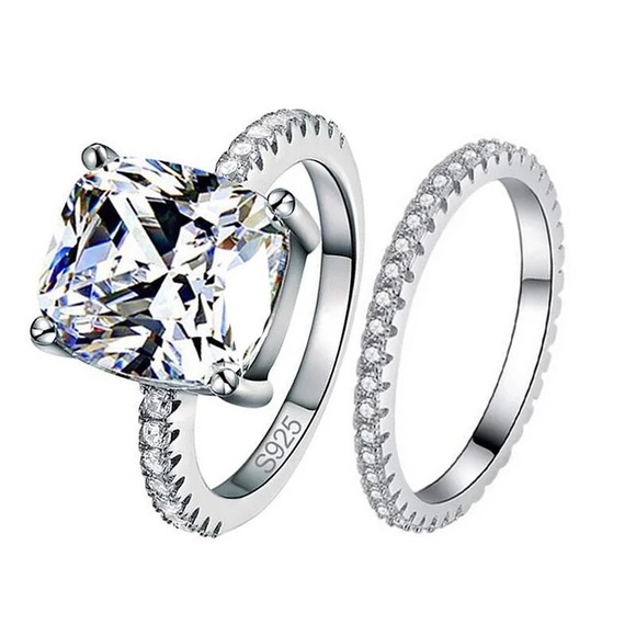 Luxury Silver 925 Wedding Rings Set - Picture 5 of 5